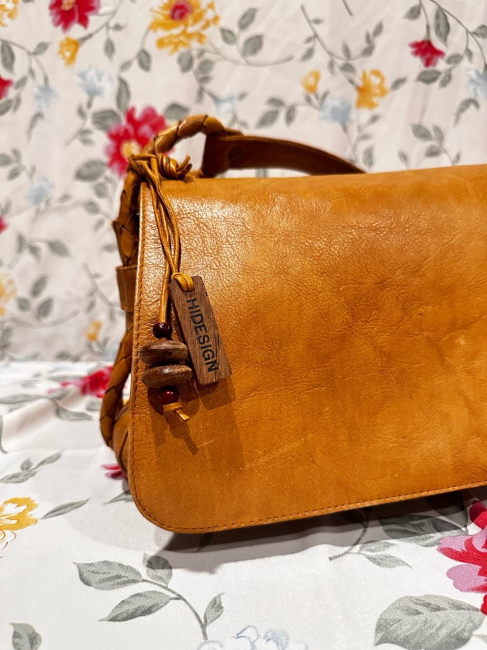 VINTAGE HIGH DESIGN LEATHER SHOULDER BAG WITH BRAIDED DETAIL GOOD CONDITION - Picture 4 of 8